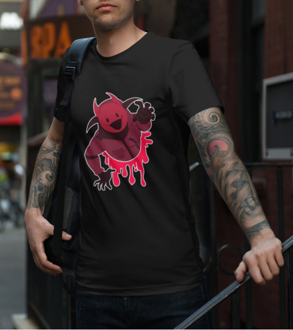 Reddsmess Get Over Here Dripping Red Demon Suit Character T-Shirt
