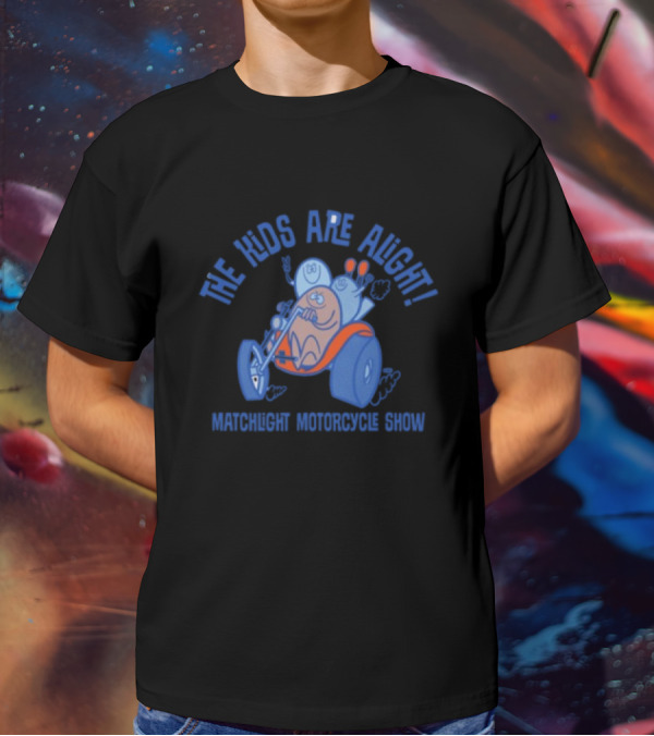 The Kids Are Alright Fartco Matchlight Motorcycle Show Cartoon Characters Riding Tricycle T-Shirt