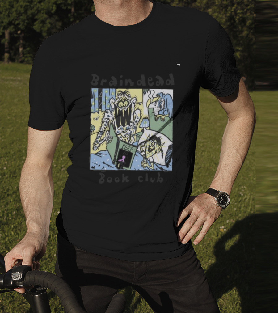 Wearebraindead Brain Dead Book Club Monster Peep Comic Panel T-Shirt