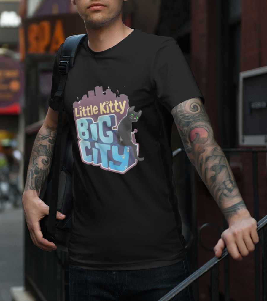Little Kitty Big City Playful Cat Adventure T-Shirt