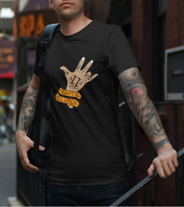 My Business Man Capt'n Clutch Hand Tattoo Numerals Banner T-Shirt