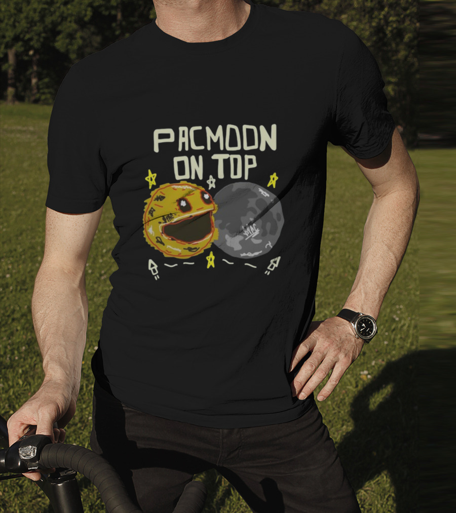 Pacmoon On Top Pacman And Moon With Stars And Arrows T-Shirt