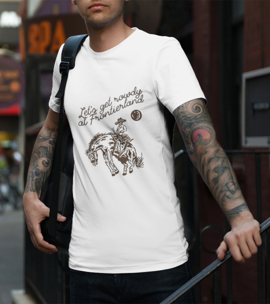 Adelaidesfort Store Let's Get Rowdy At Frontierland Cowboy And Horse Scene T-Shirt