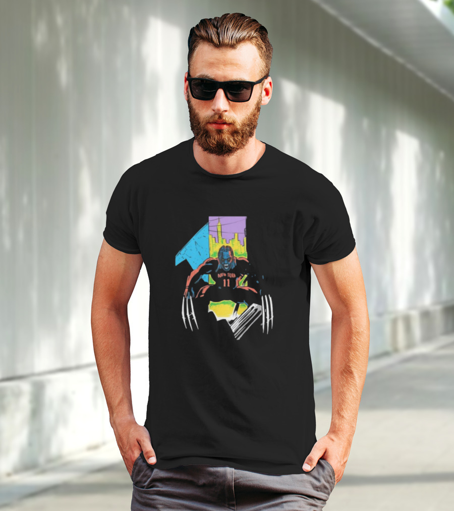 New York Wolverine Brunson Basketball Claws Skyline T-Shirt