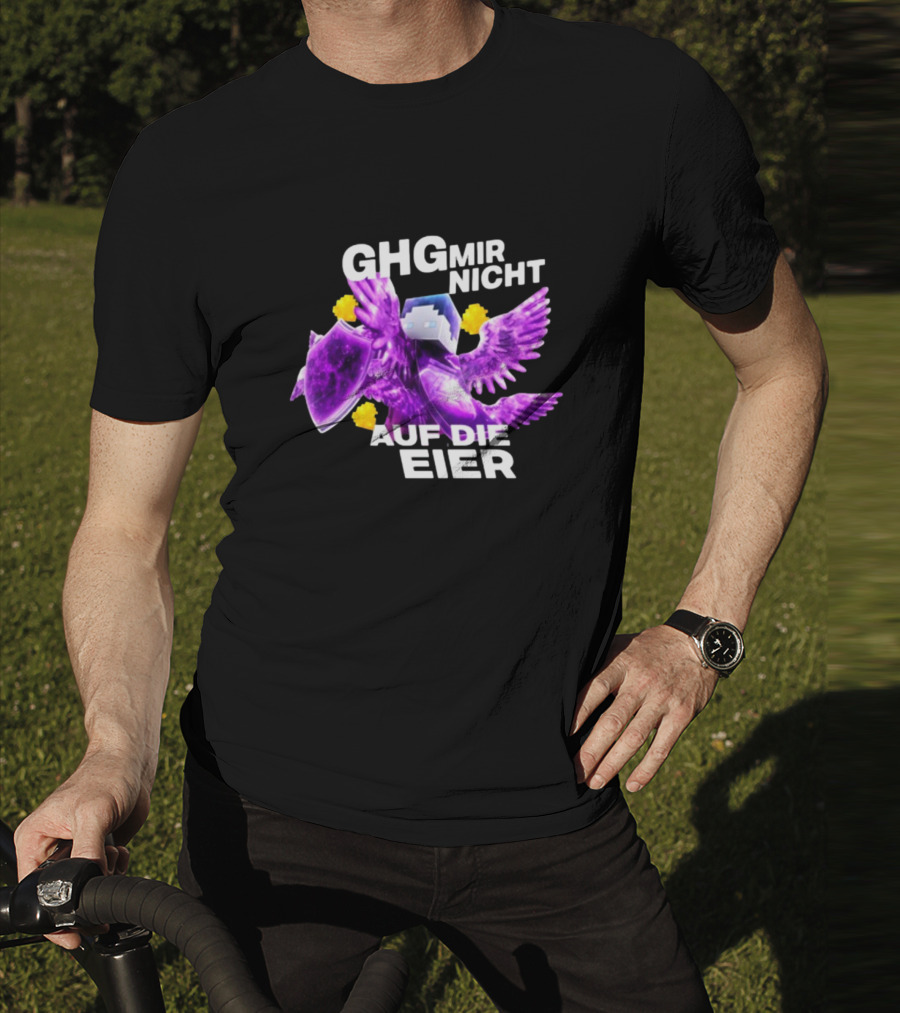 GHG Mir Nicht Auf Die Eier Minecraft Bird Shield Purple T-Shirt