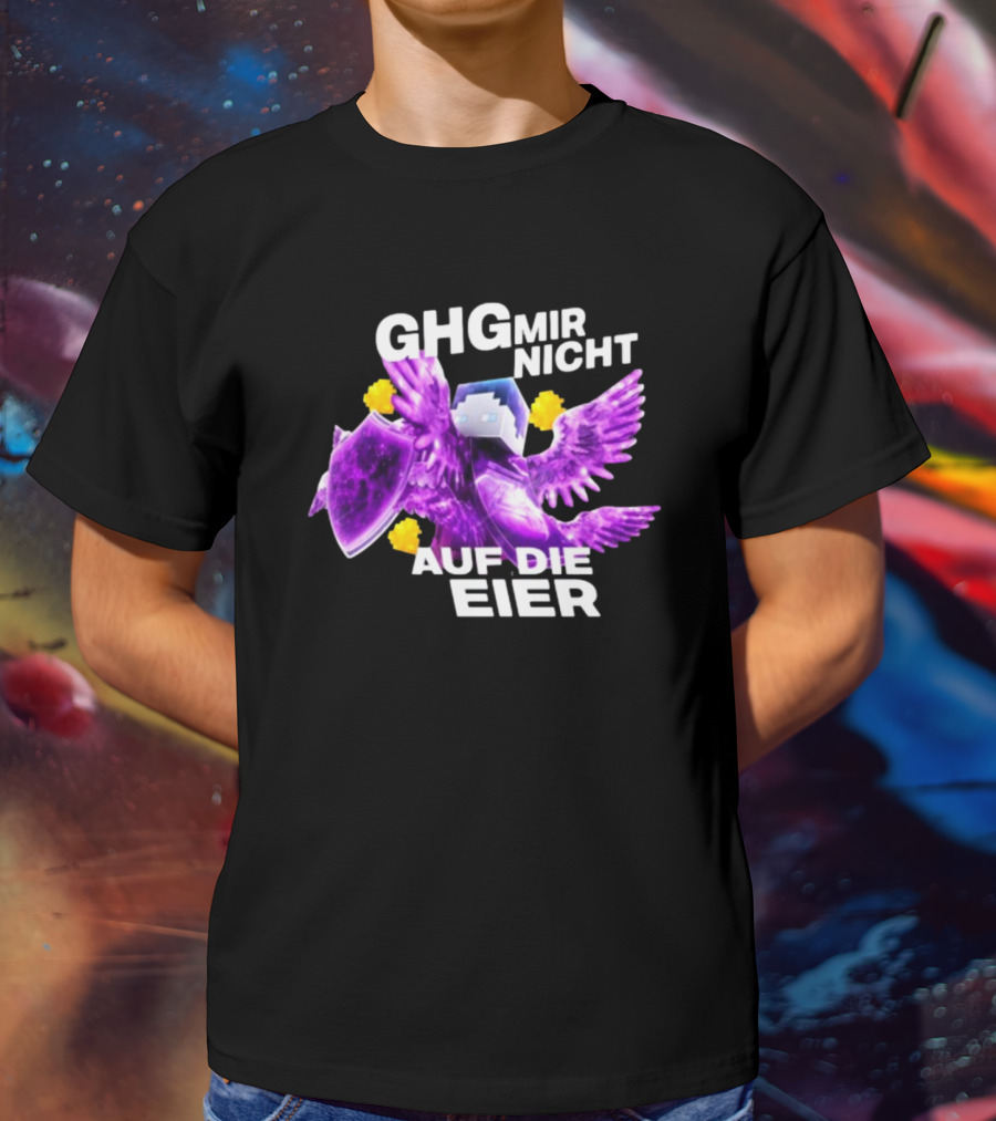 GHG Mir Nicht Auf Die Eier Minecraft Bird Shield Purple T-Shirt