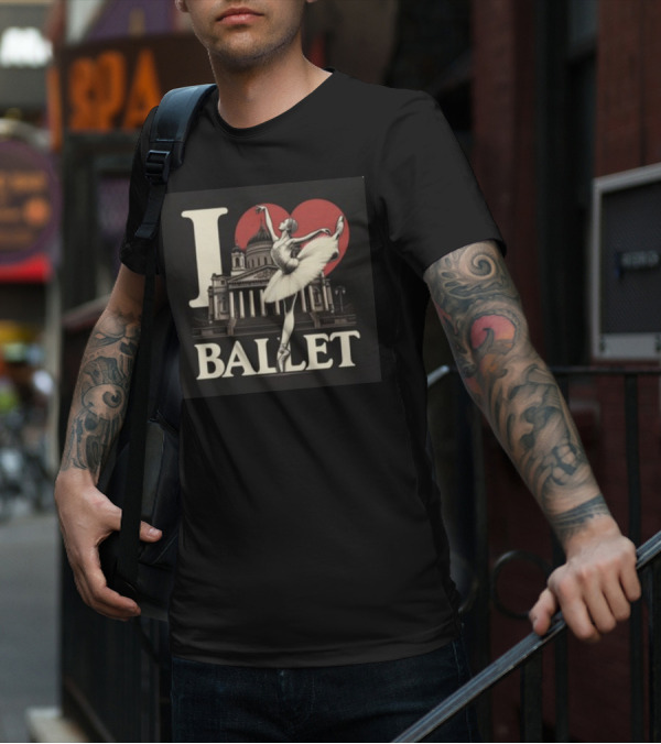 Artelize I Love Ballet Elegant Ballerina With Historic Architecture T-Shirt