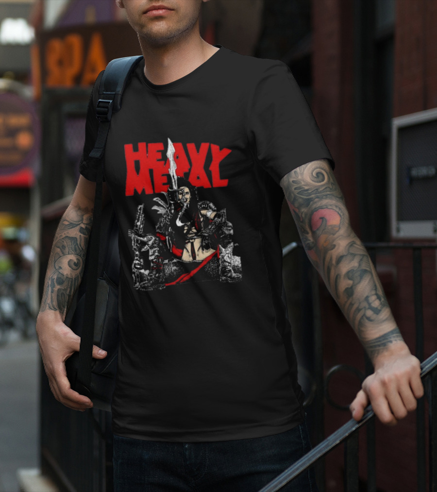 Heavy Metal Warrior With Weapons And Armor T-Shirt