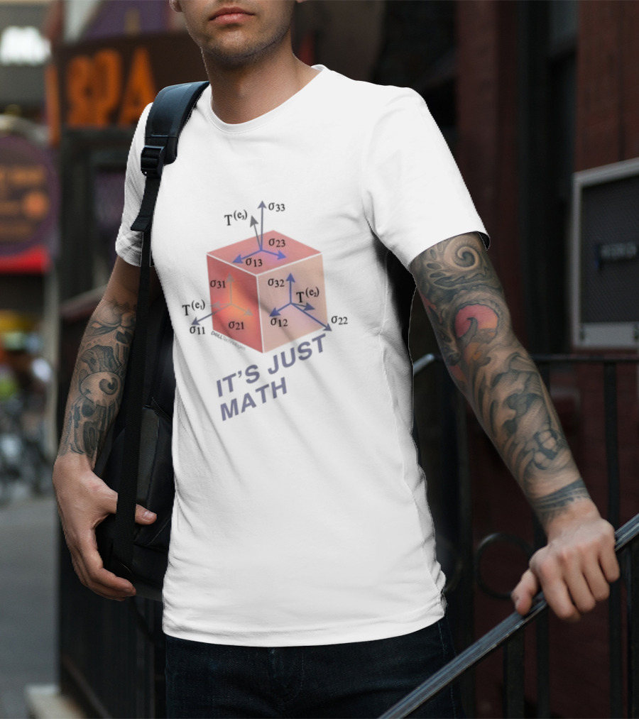 Jeff Clarke Wearing It's Just Math Physics Cube Tensor Notation T-Shirt