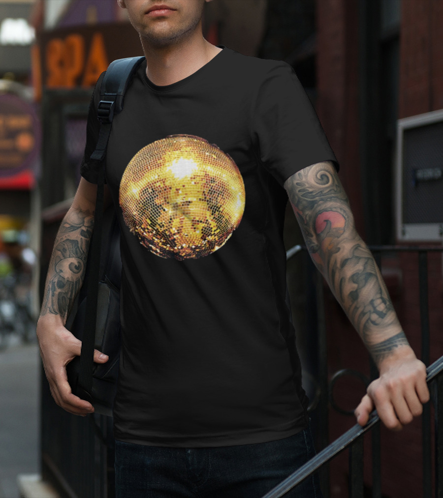 Gold Disco Ball Vintage 90s Shine Reflective Party T-Shirt
