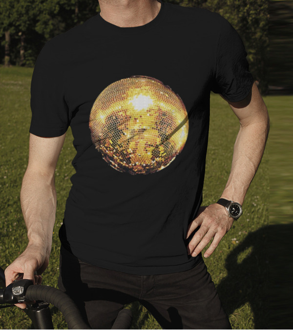 Gold Disco Ball Vintage 90s Shine Reflective Party T-Shirt