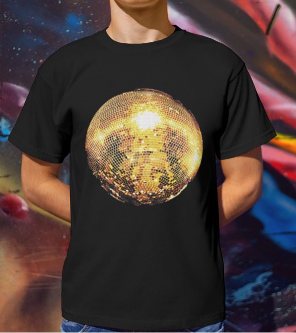 Gold Disco Ball Vintage 90s Shine Reflective Party T-Shirt