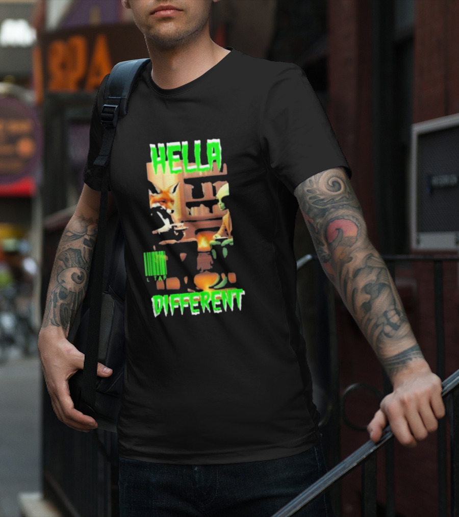 Hella Different Fox And Alien Enjoying A Spot Of Tea T-Shirt