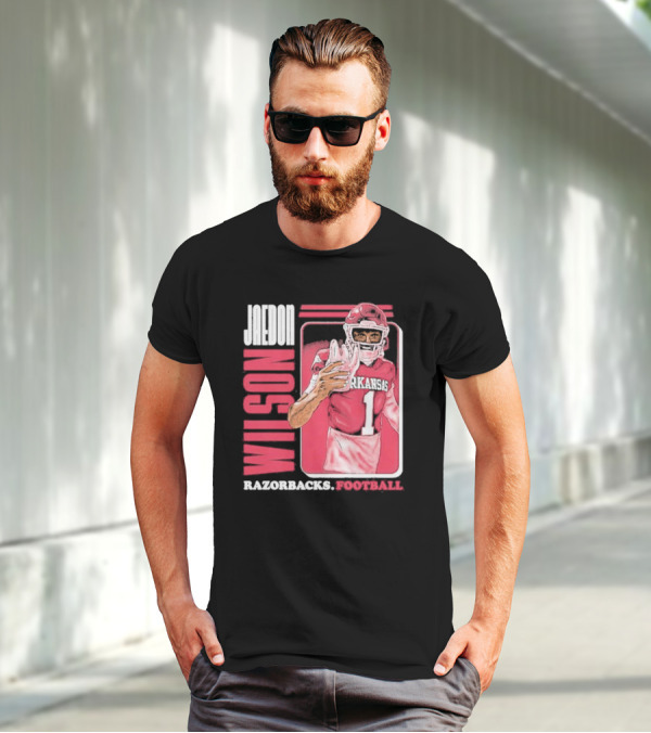 Jaedon Wilson Arkansas Razorbacks Football Cartoon Player T-Shirt