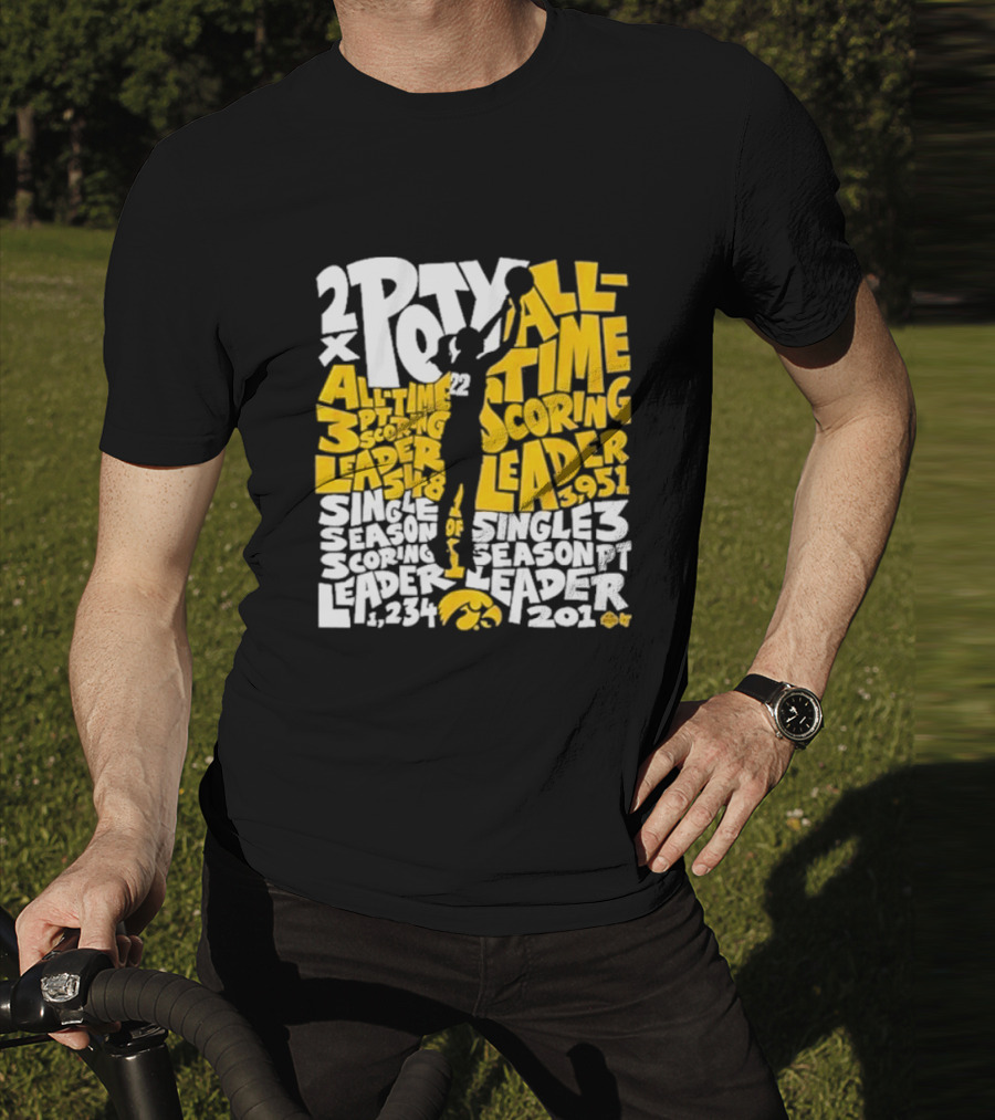 Caitlin Clark 2x POY All-Time Scoring Leader Iowa Single Season 3 Pt Leader T-Shirt