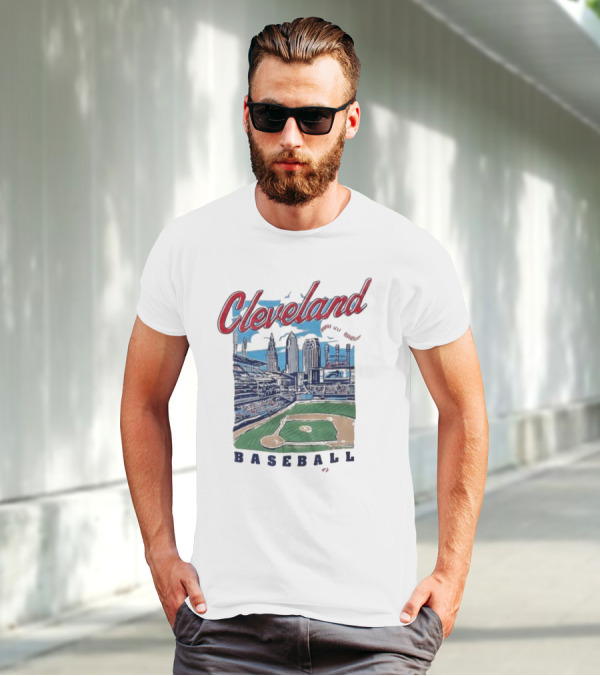 Cleveland Baseball Skyline Stadium Scene T-Shirt