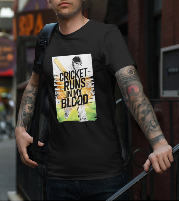 Cricket Runs In My Blood Batting Passion T-Shirt