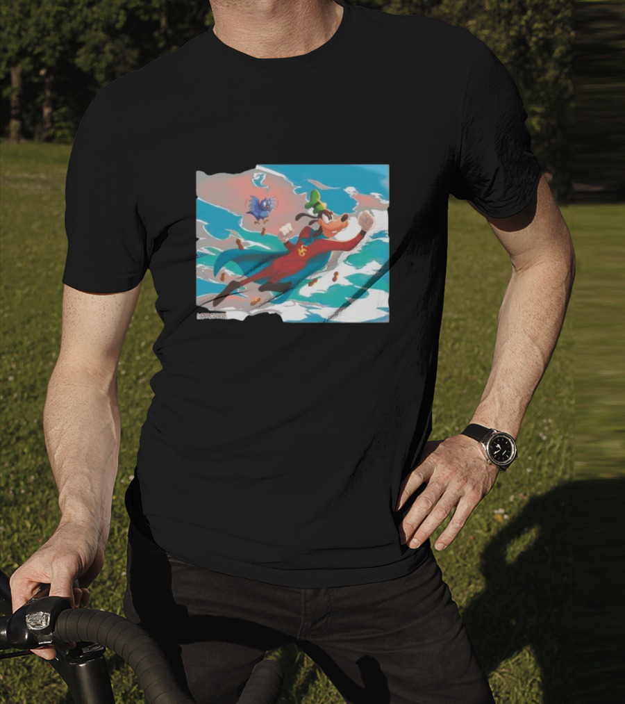 Disney Lorcana Super Goof Flying Hero Dog Adventure With Blue Bird Companion T-Shirt