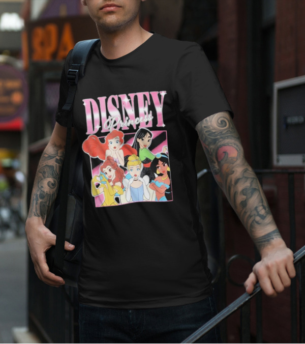 Disney Princess Group Ariel Belle Cinderella Jasmine Mulan T-Shirt