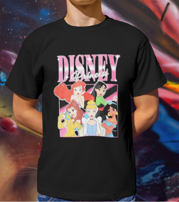 Disney Princess Group Ariel Belle Cinderella Jasmine Mulan T-Shirt