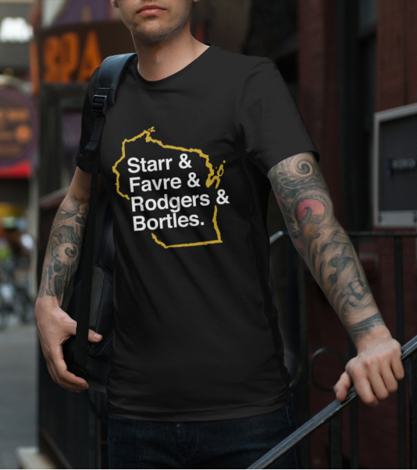 Starr Favre Rodgers Bortles Wisconsin Outline T-Shirt