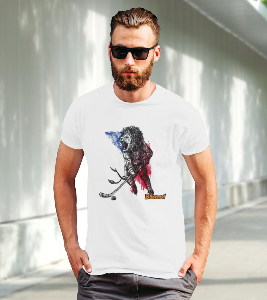 Vtipné Hokejové Potisky Bastard Lví Hokejista Trikolora T-Shirt