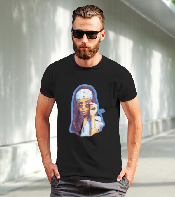 Zayn Malik Aaliyah Bandana Sunglasses Airbrush Purple T-Shirt