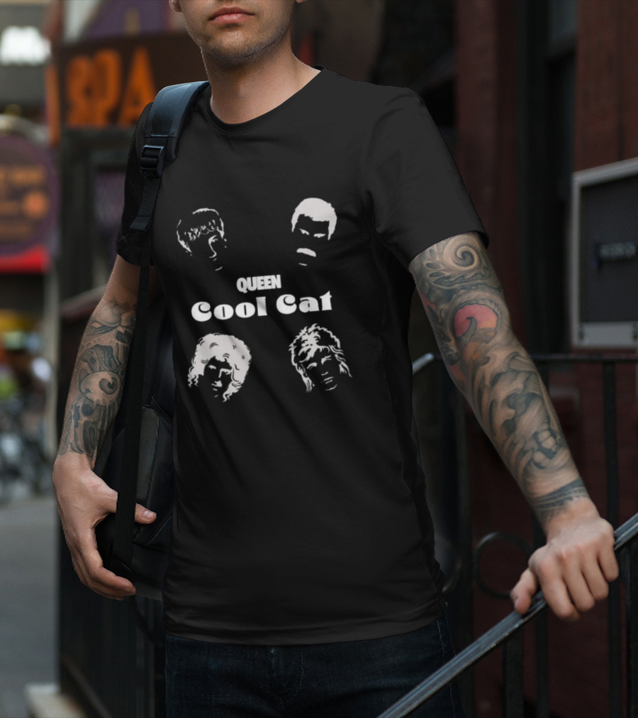 Queen Cool Cat Silhouette Faces T-Shirt