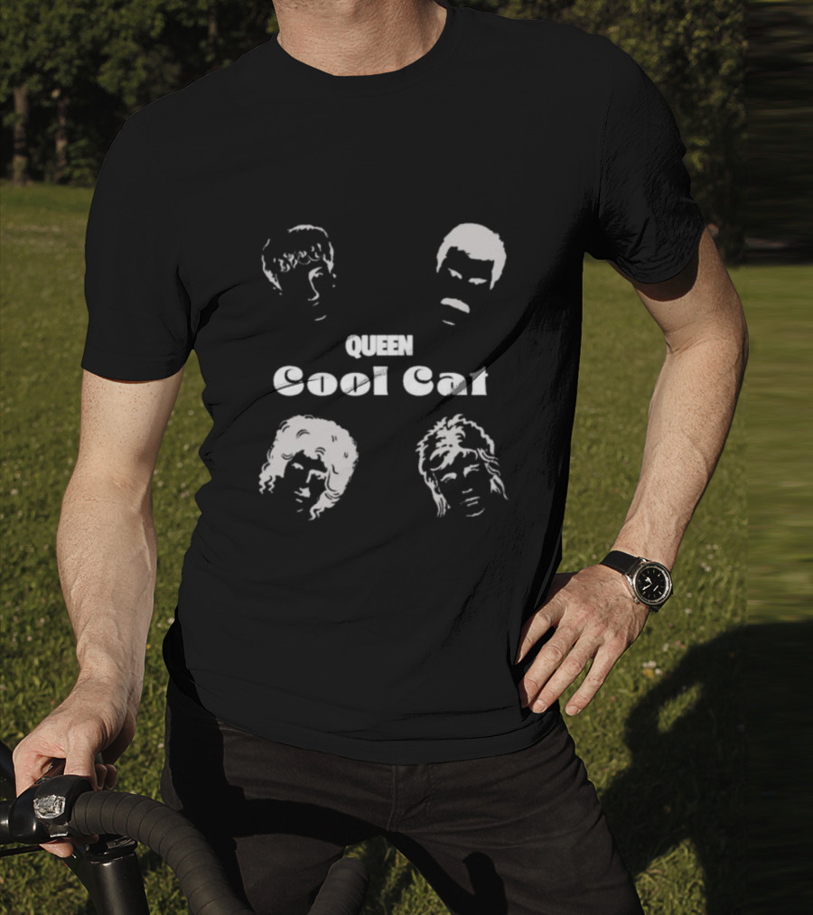 Queen Cool Cat Silhouette Faces T-Shirt