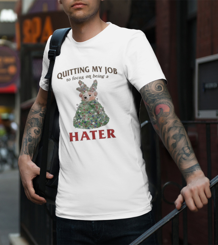 Quitting My Job To Focus On Being A Hater Christmas Tree Dog T-Shirt