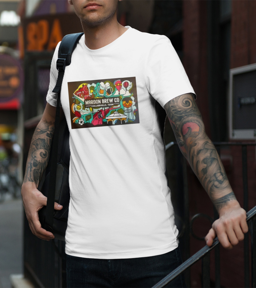 Maroon Brew Co Collierville Tenn Colorful Iconic Beer And Hot Air Balloon T-Shirt
