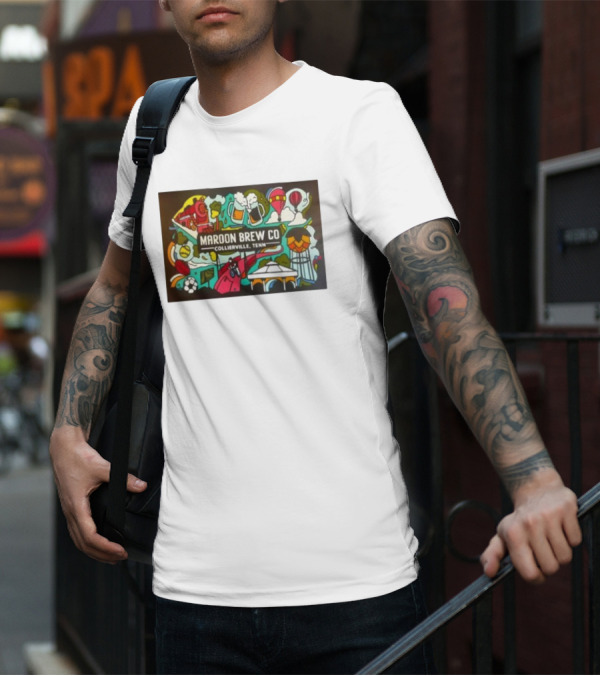 Maroon Brew Co Collierville Tenn Colorful Iconic Beer And Hot Air Balloon T-Shirt