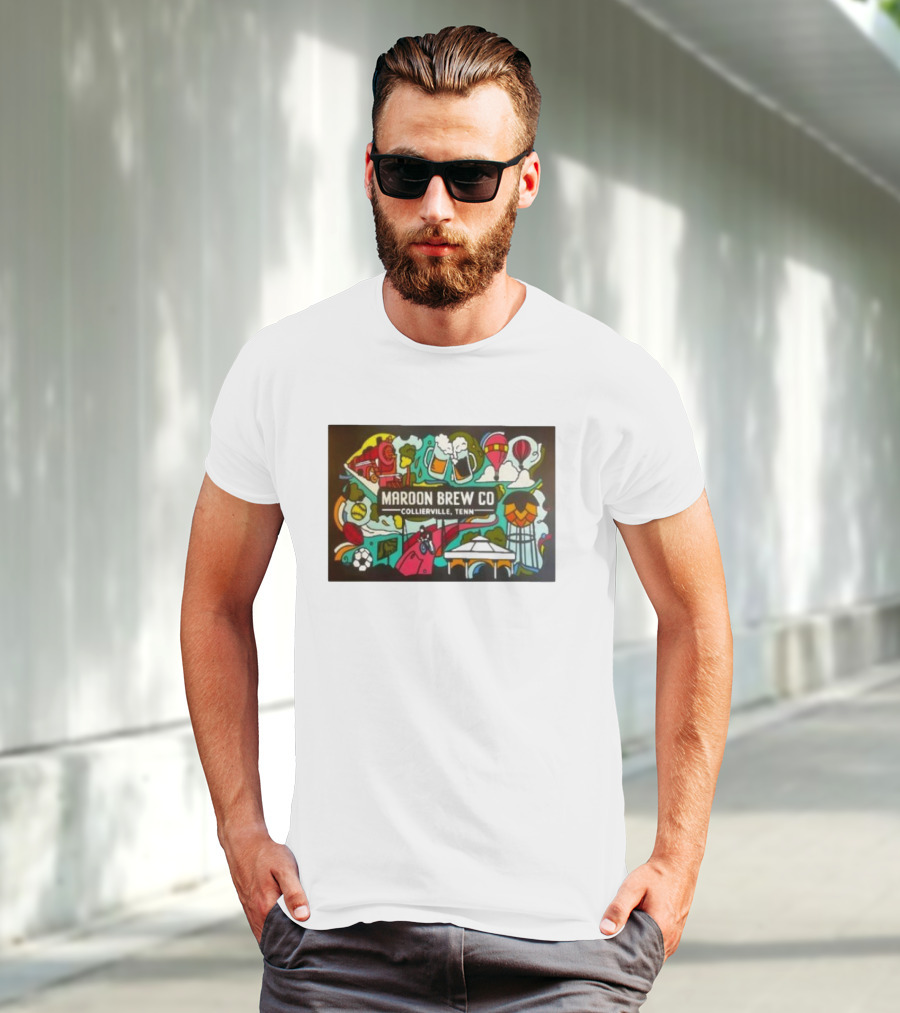 Maroon Brew Co Collierville Tenn Colorful Iconic Beer And Hot Air Balloon T-Shirt