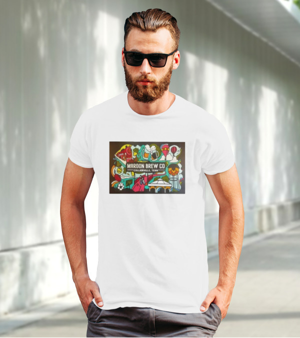 Maroon Brew Co Collierville Tenn Colorful Iconic Beer And Hot Air Balloon T-Shirt
