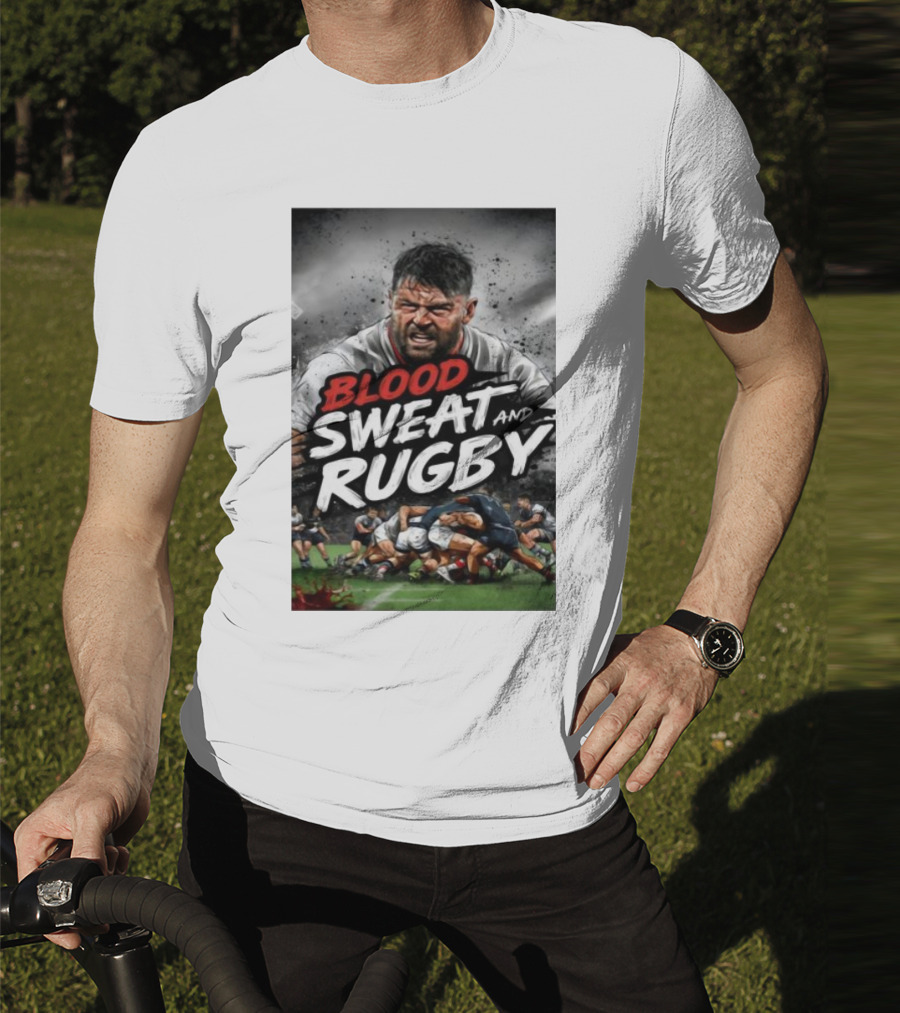 Blood Sweat And Rugby Intense Match Action Rugby Players T-Shirt