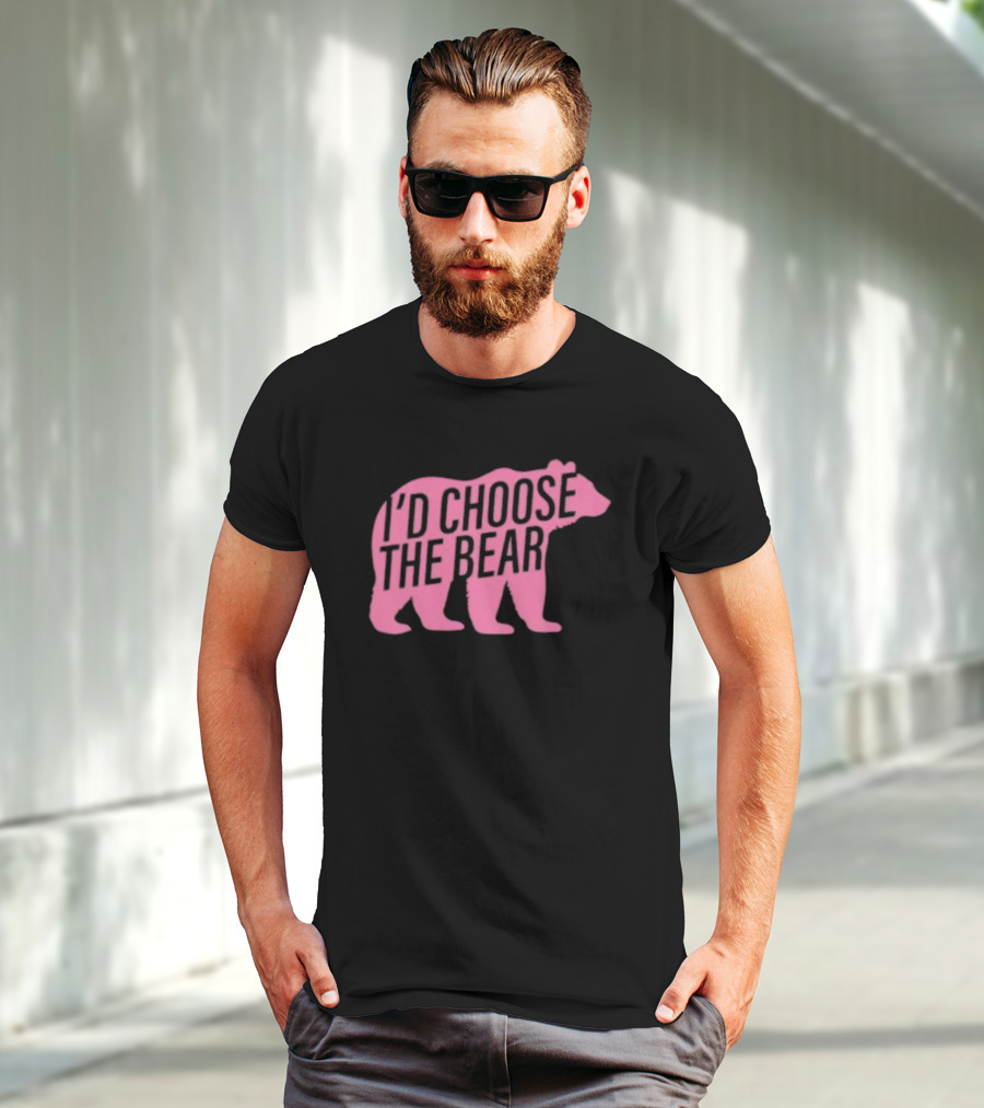 Confettirebels Pink Bear Silhouette I’d Choose The Bear T-Shirt