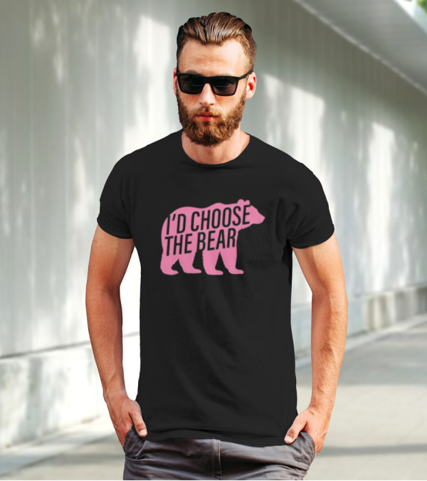 Confettirebels Pink Bear Silhouette I’d Choose The Bear T-Shirt