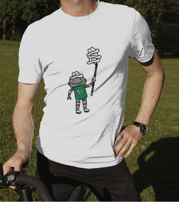 Dallas Stars Robo Hatty Character With Three Hats On Stick T-Shirt