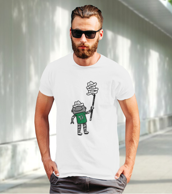 Dallas Stars Robo Hatty Character With Three Hats On Stick T-Shirt