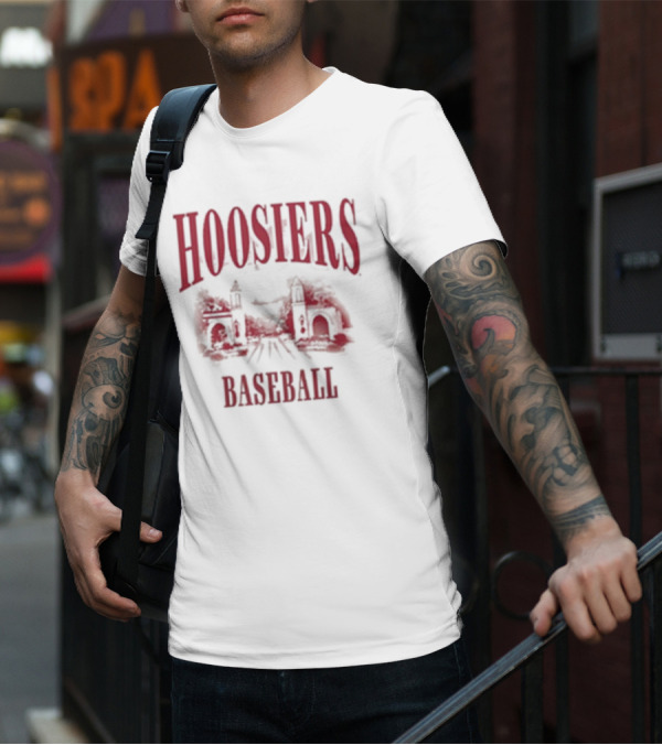 Hoosiers Baseball White Gates Iconic T-Shirt
