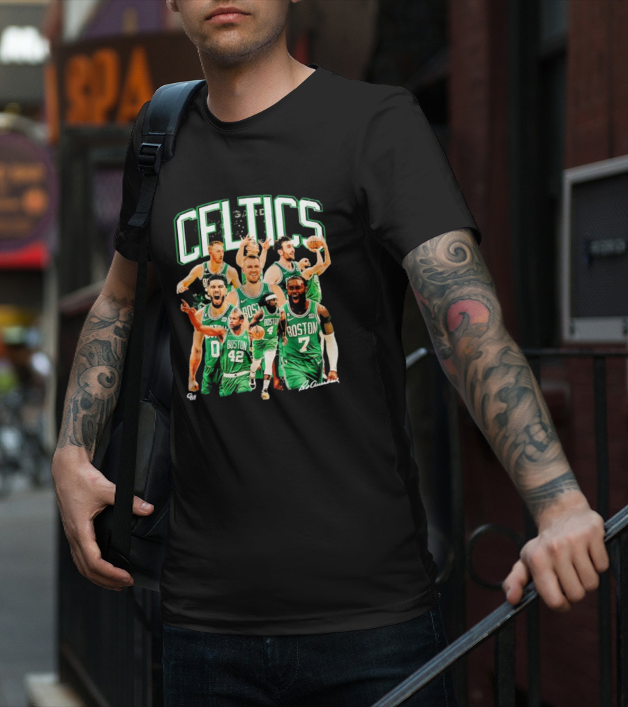 Boston Celtics 23-24 Team Champion Player Images Signature Celtics T-Shirt