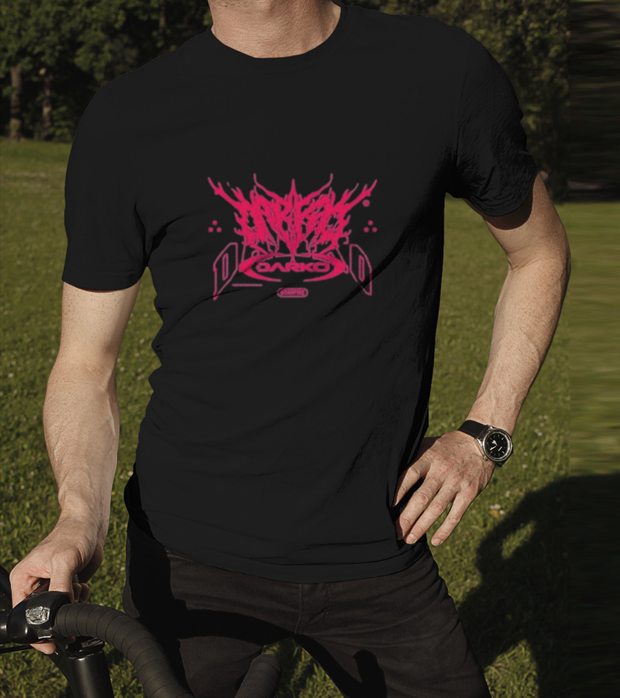 Darko Starfire Brutal Logo Art With Fiery Abstract Typography T-Shirt