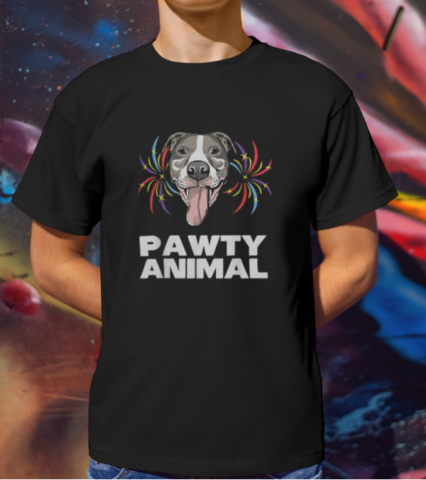 Pawty Animal Dog Lovers Partying Funny Mens Dog T-Shirt