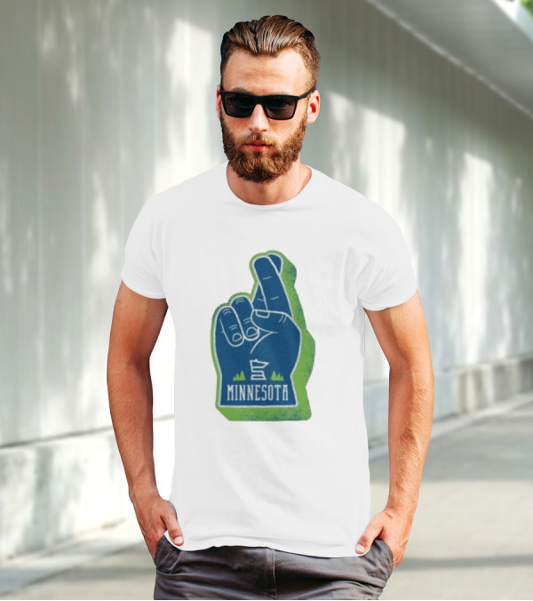 Minnesota Mood Fingers Hand Gesture With State Icon And Trees T-Shirt