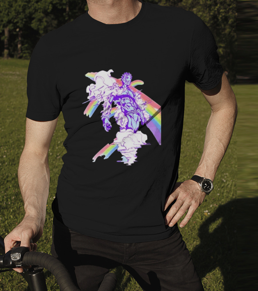 Hoshipieces Weather 9oz Manga Style Purple Cloud Man With Rainbow Elements T-Shirt