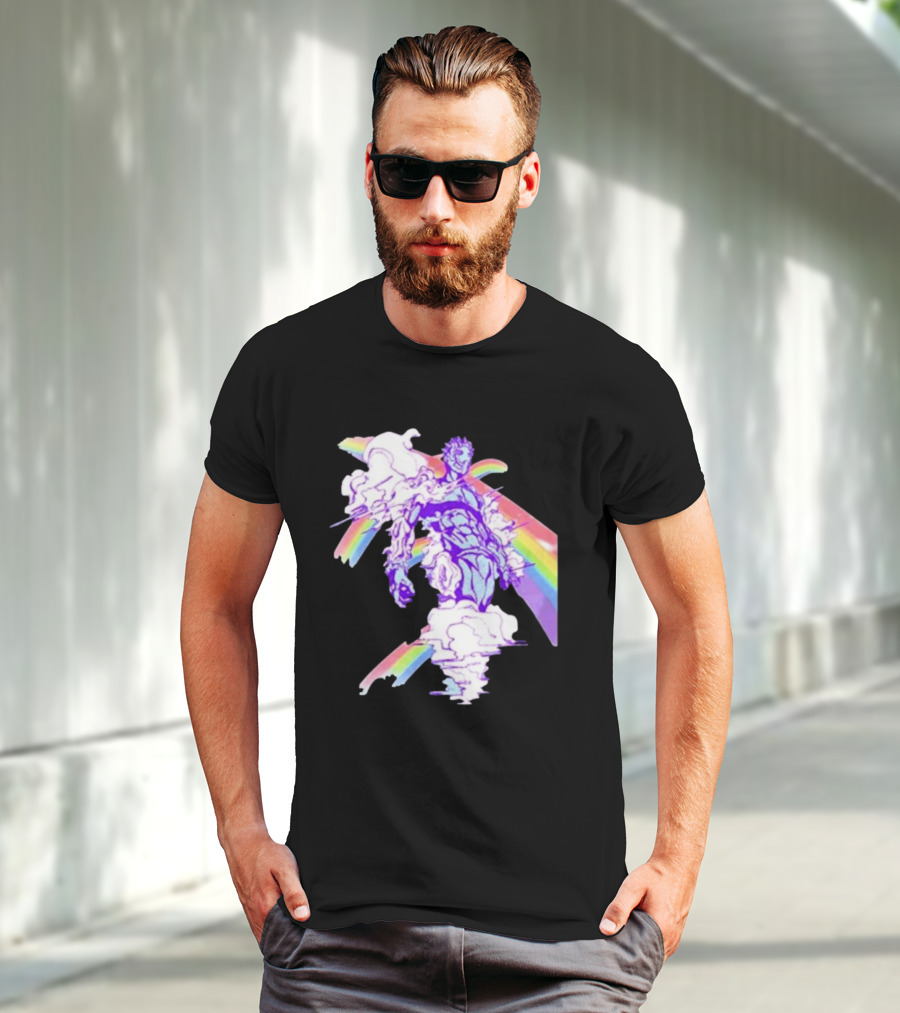 Hoshipieces Weather 9oz Manga Style Purple Cloud Man With Rainbow Elements T-Shirt