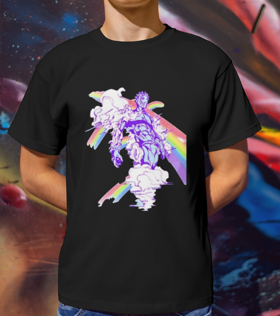 Hoshipieces Weather 9oz Manga Style Purple Cloud Man With Rainbow Elements T-Shirt