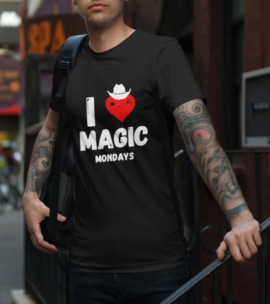 I Love Magic Mondays Heart With Cowboy Hat T-Shirt