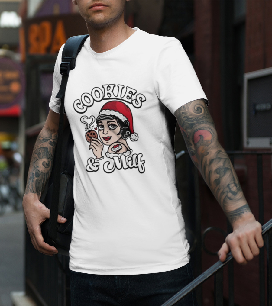 Matt Rife Cookies And Milf Holiday Theme With Santa Hat And Heart Cookie T-Shirt