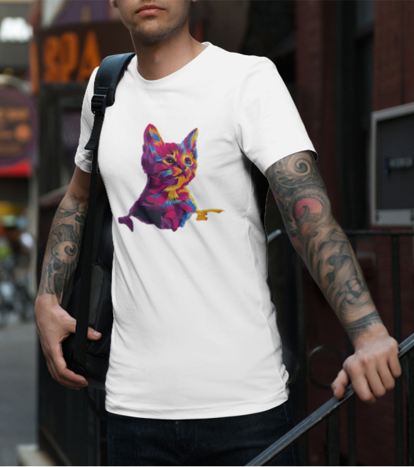 Kitten Colorful Art For Cat Lovers T-Shirt